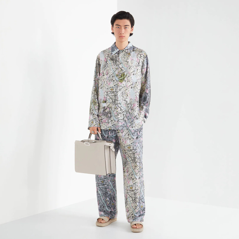 FENDI Gray silk trousers outlook