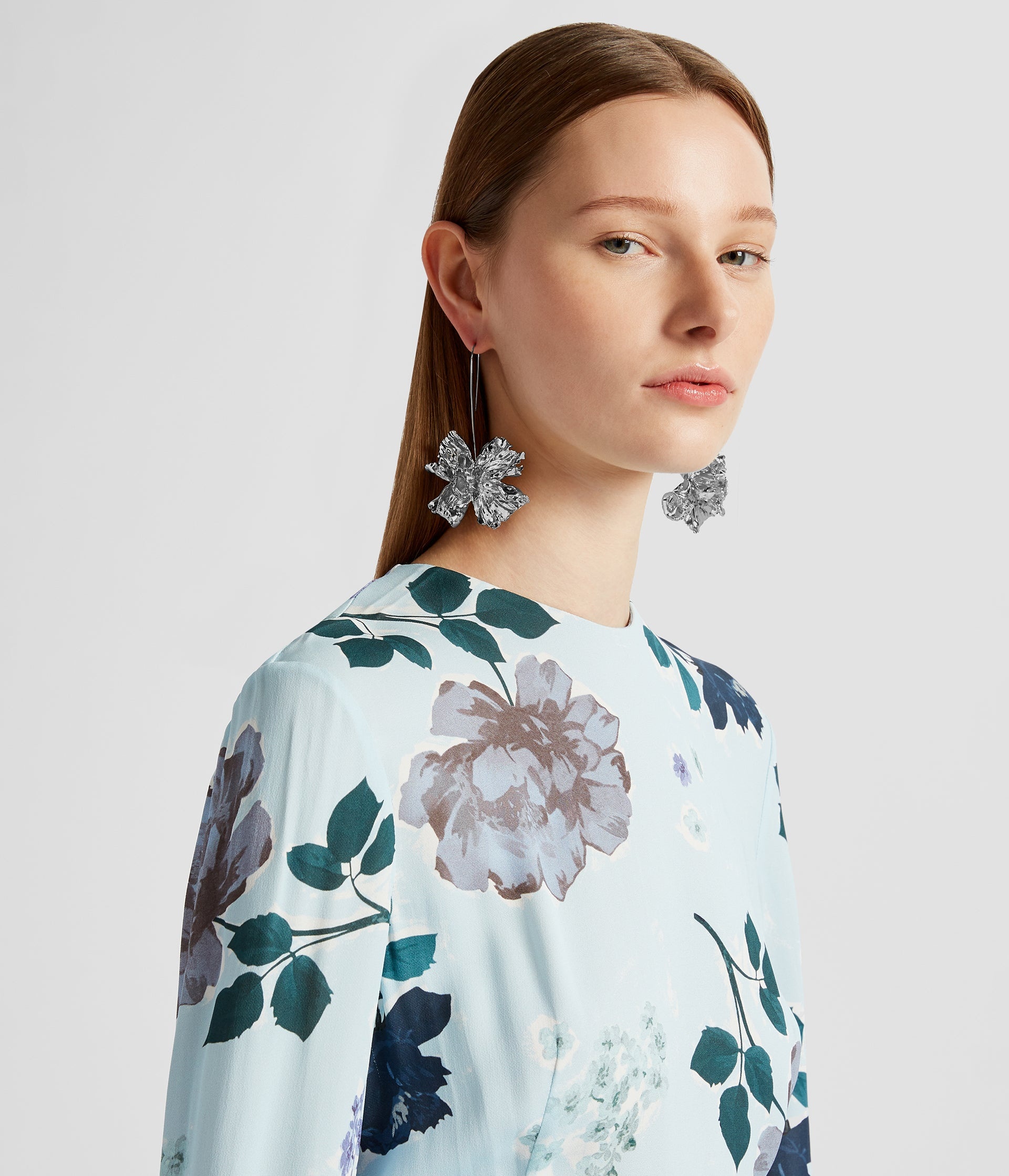 LONG SLEEVE A-LINE MIDI DRESS - 5