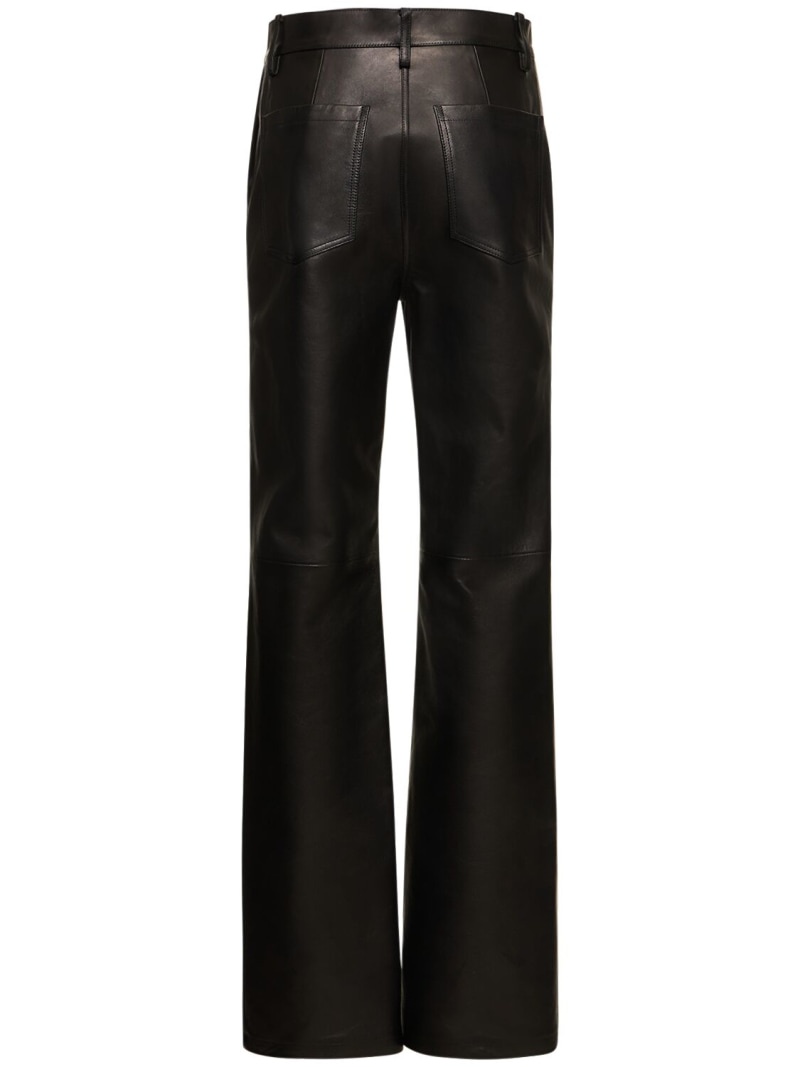 Leather high rise straight pants - 5