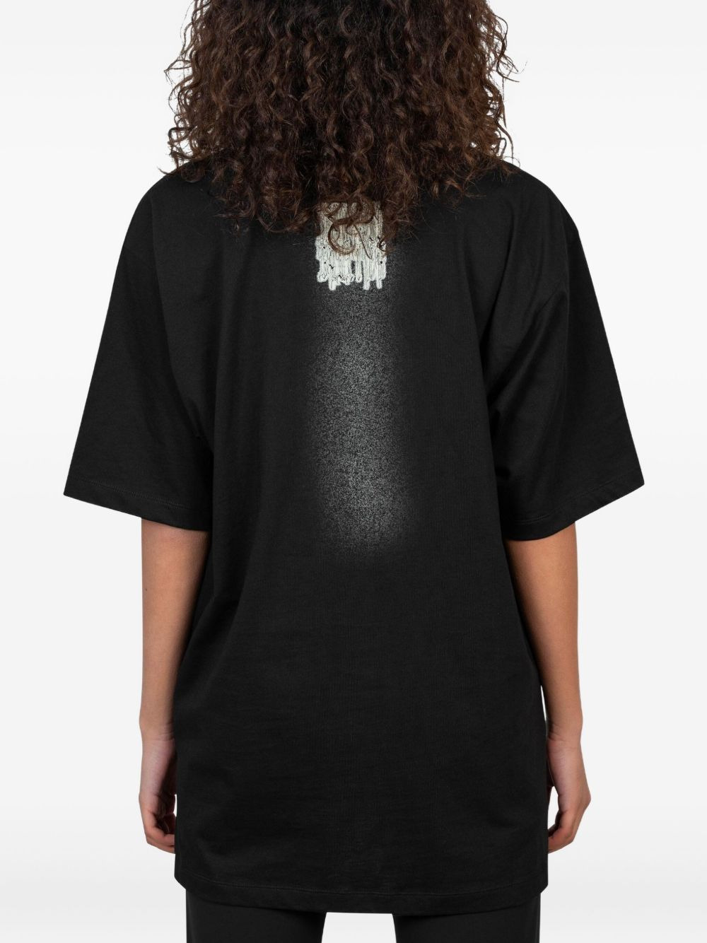 ribbon-print spray-effect t-shirt - 3