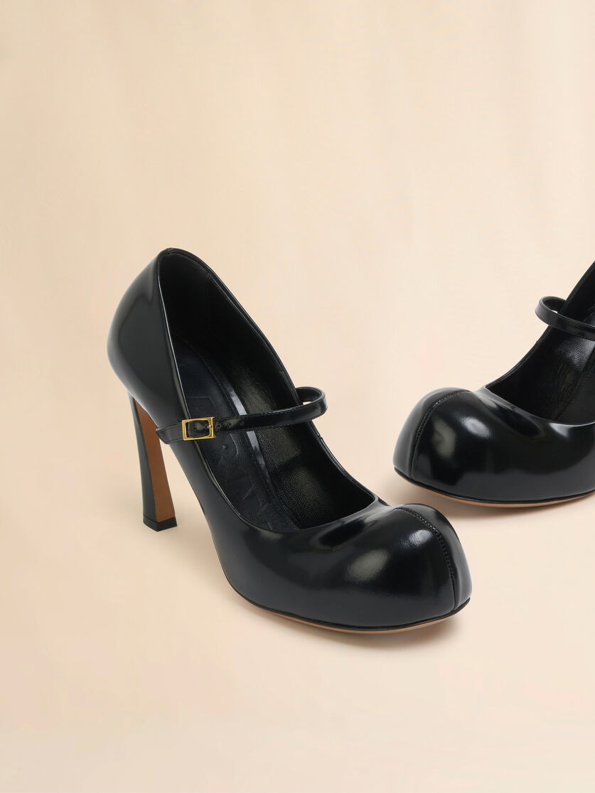 BLACK LEATHER NEW WAVE MARY JANE PUMP - 5
