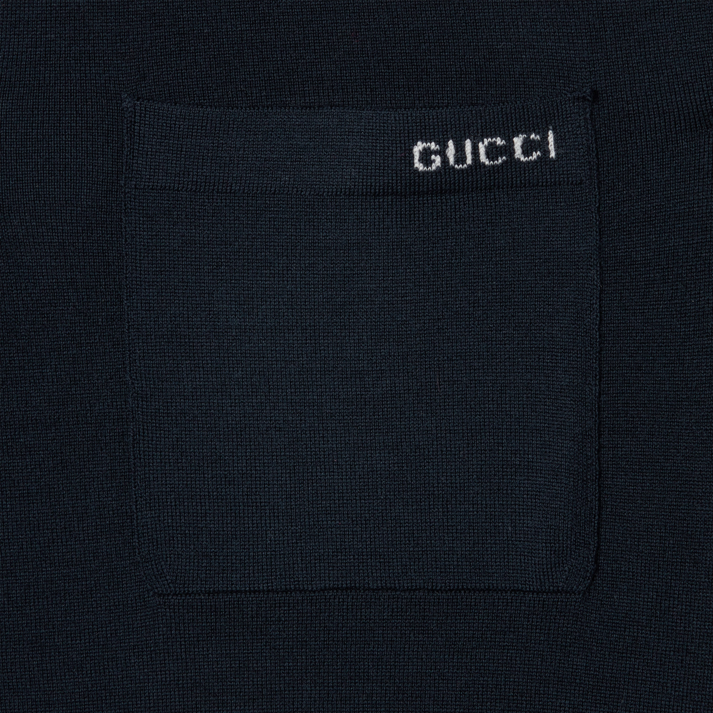 Fine wool knit polo top with intarsia - 6