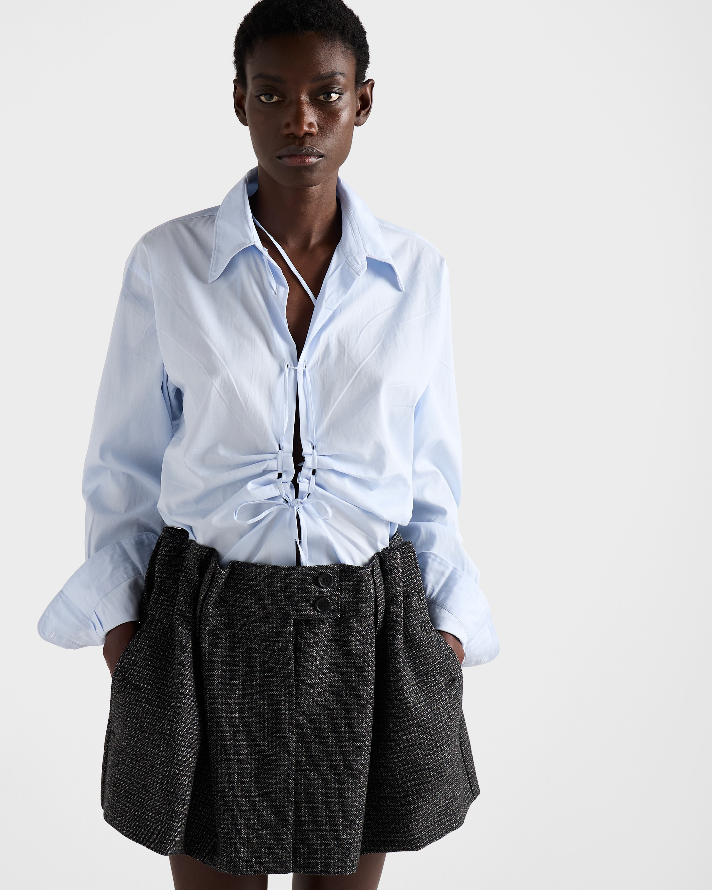 Gingham check mouliné wool miniskirt - 4