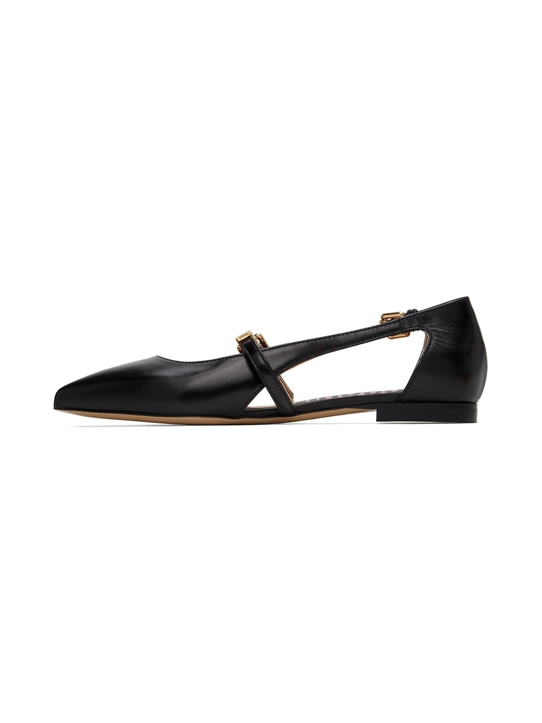 Black Logo Lettering Ballerina Flats - 3
