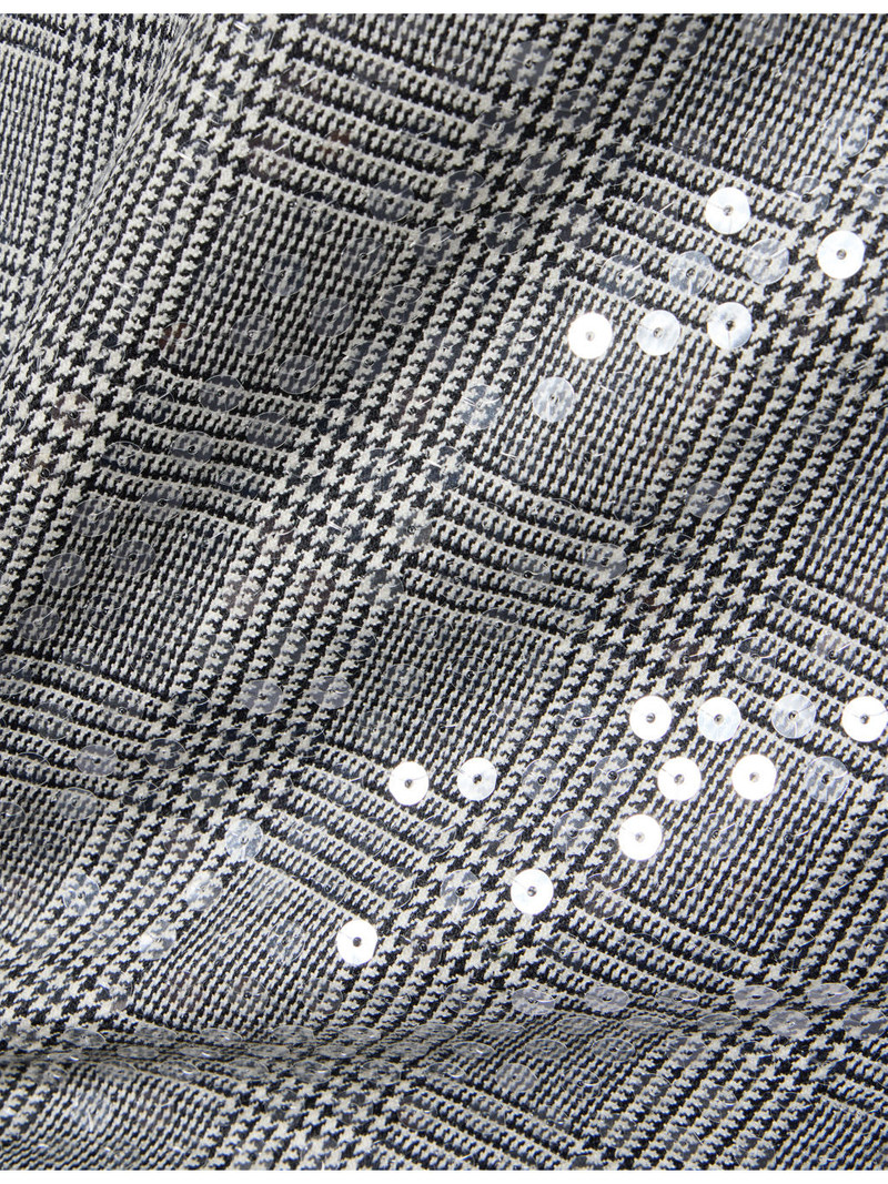 Checked Sequin-Embellished Wool Mini Skirt 6