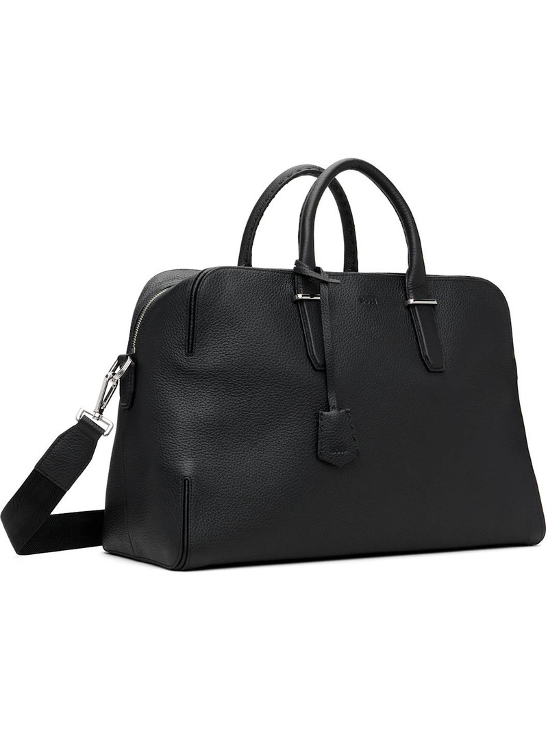 BOSS Black Grained-Leather Holdall Duffle Bag outlook