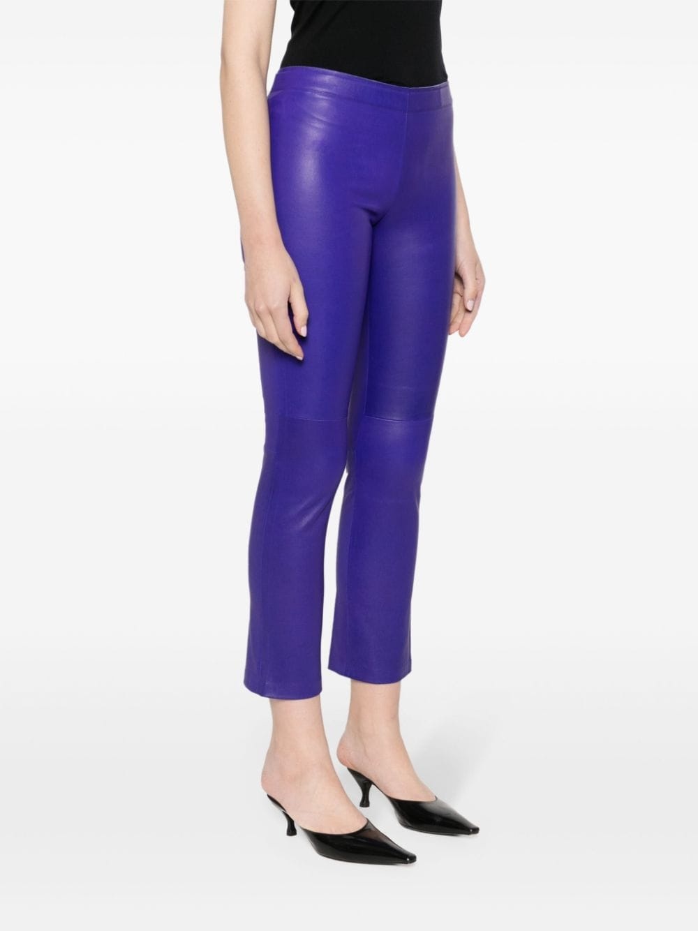 cropped leather trousers - 3