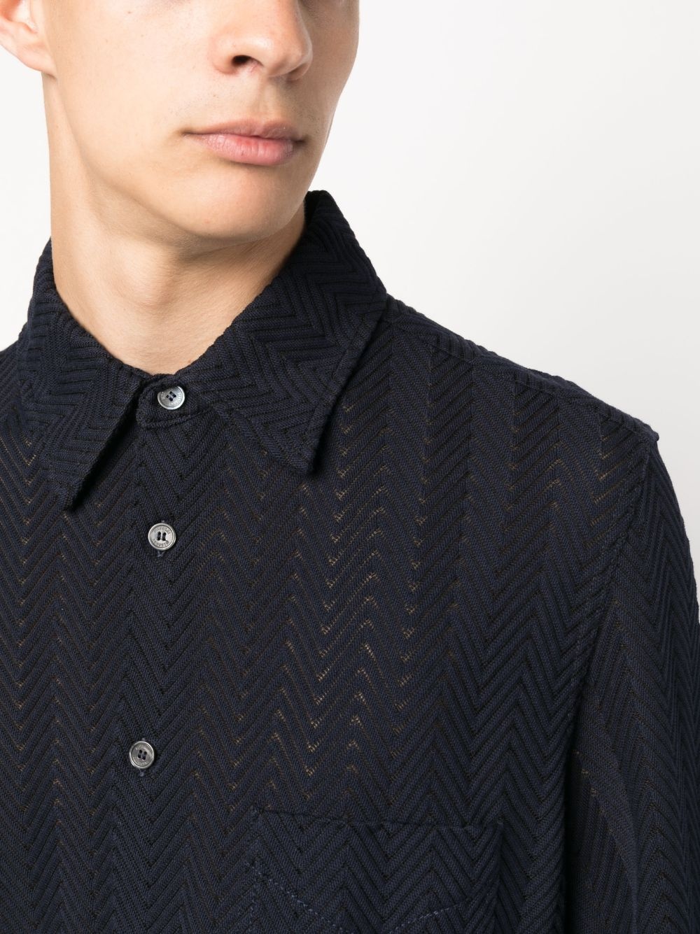zigzag-woven striped shirt - 5