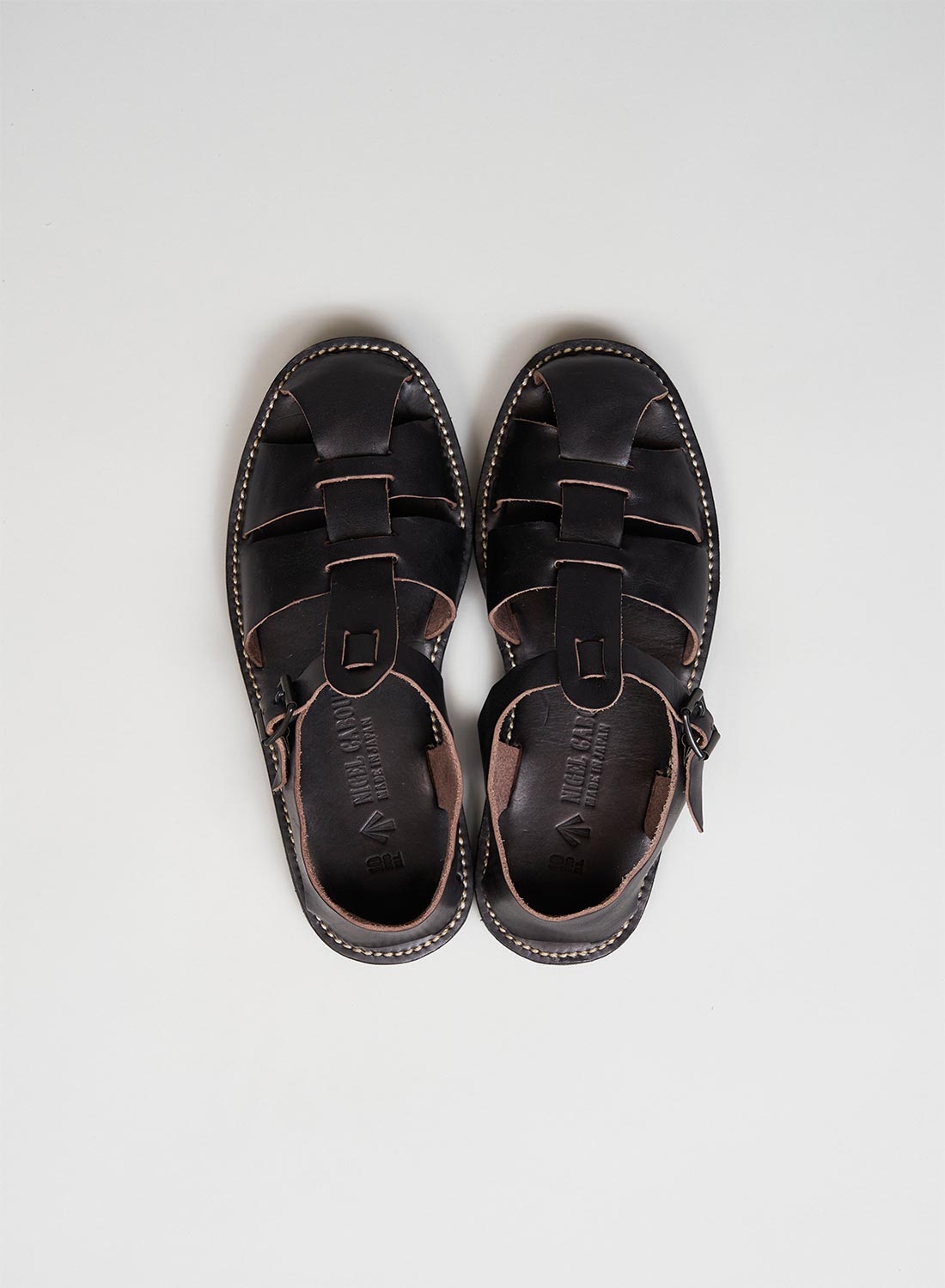 Leather Gurkha Sandal in Black - 4