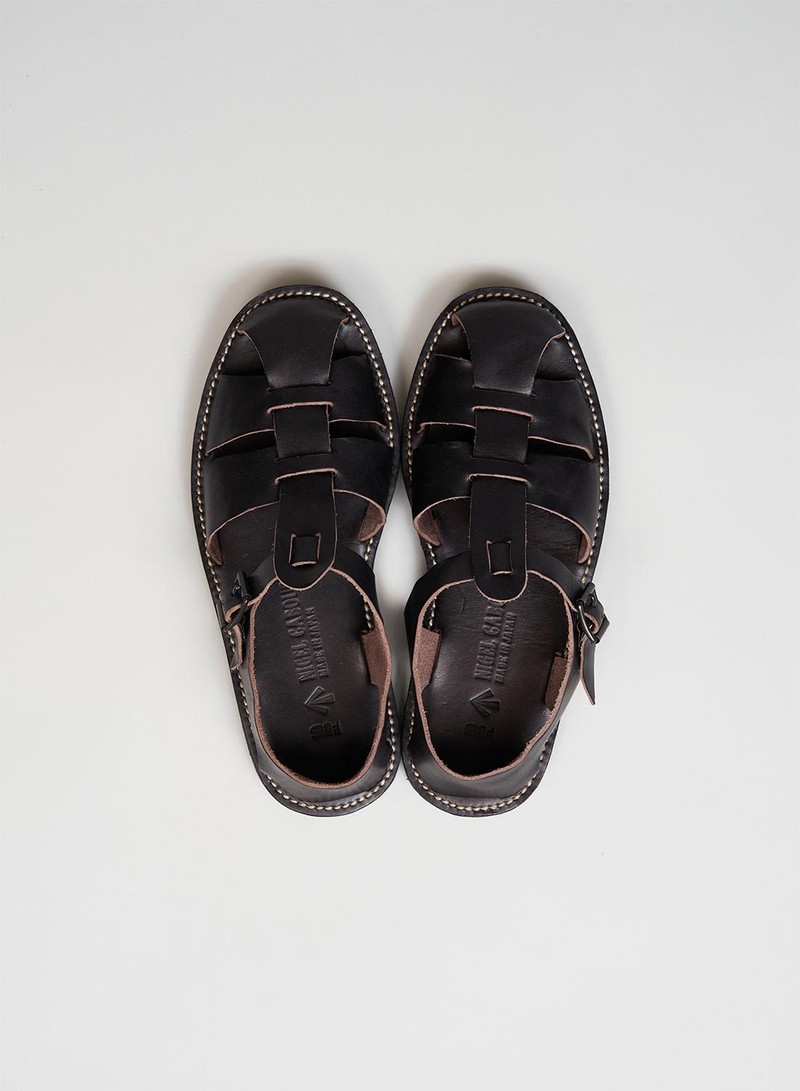 Leather Gurkha Sandal in Black 4