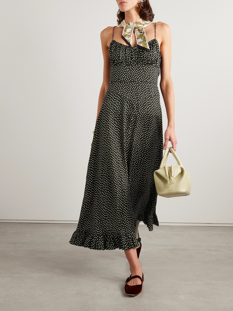 DÔEN Rosaria Polka-dot Silk-blend Midi Dress outlook