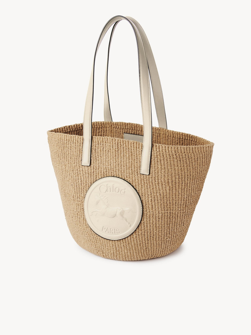 Chloé LARGE HORSE MEDAL BASKET IN NATURAL FIBERS outlook
