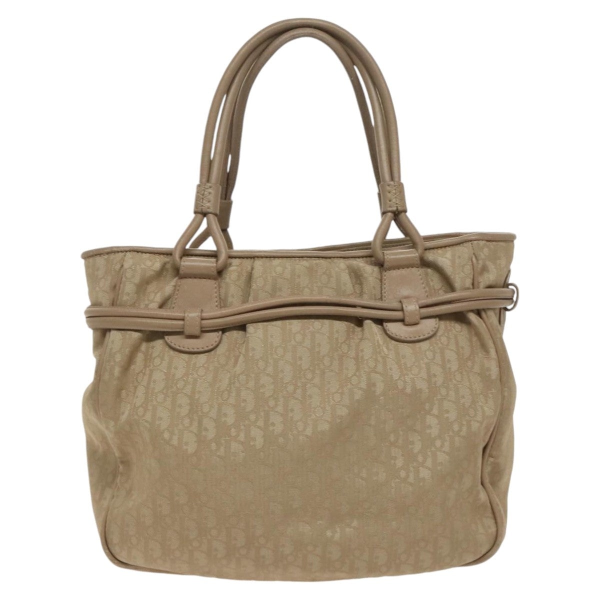 DIOR Trotter Canvas Tote Bag Beige Silver - 2