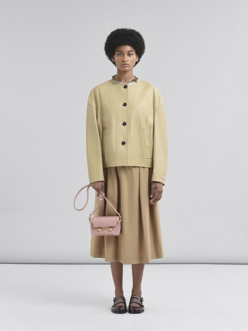 Marni LIGHT PINK LONG HAIR CALFSKIN TRUNKAROO MINI SHOULDER BAG outlook