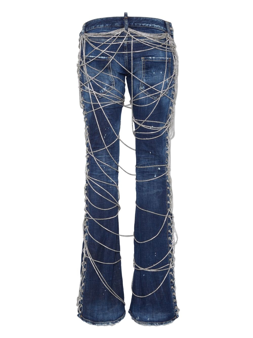 lace-up jeans - 2