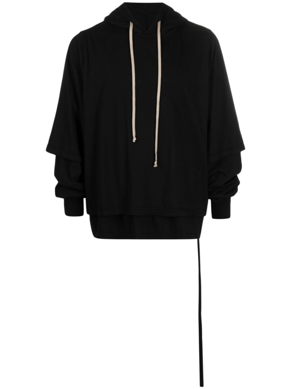 layered cotton hoodie - 1