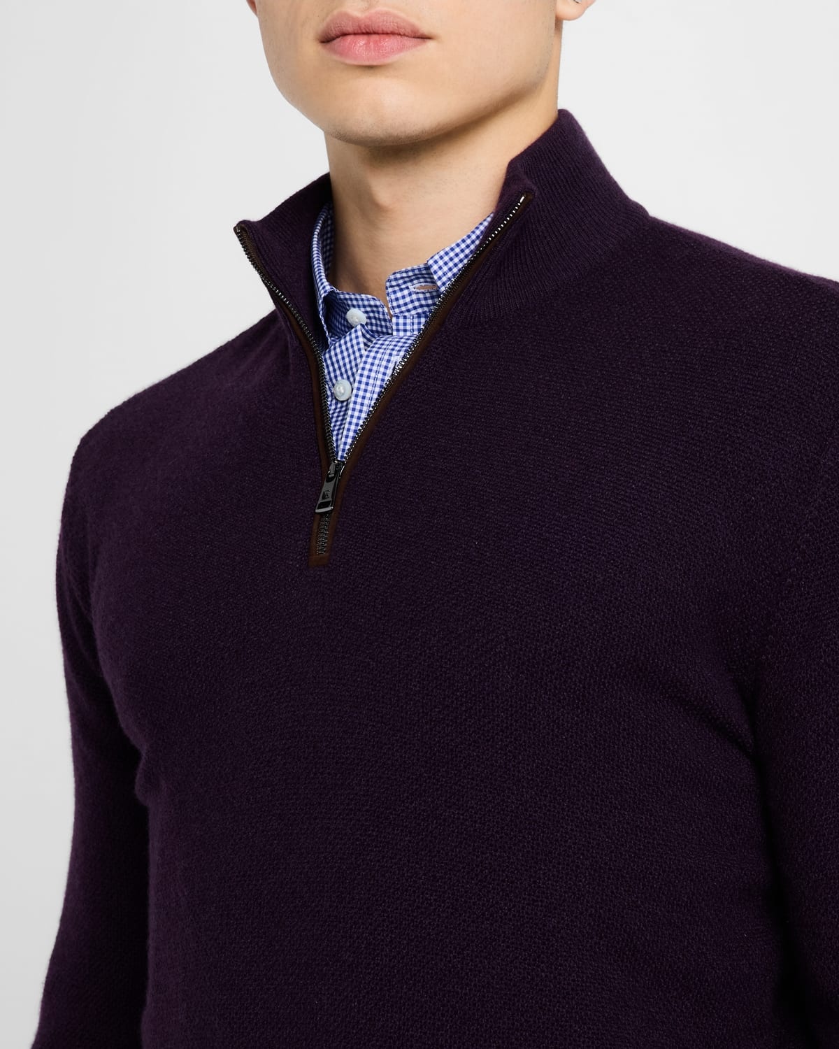 Men's Cashmere Birdseye Quarter-Zip Sweater - 5