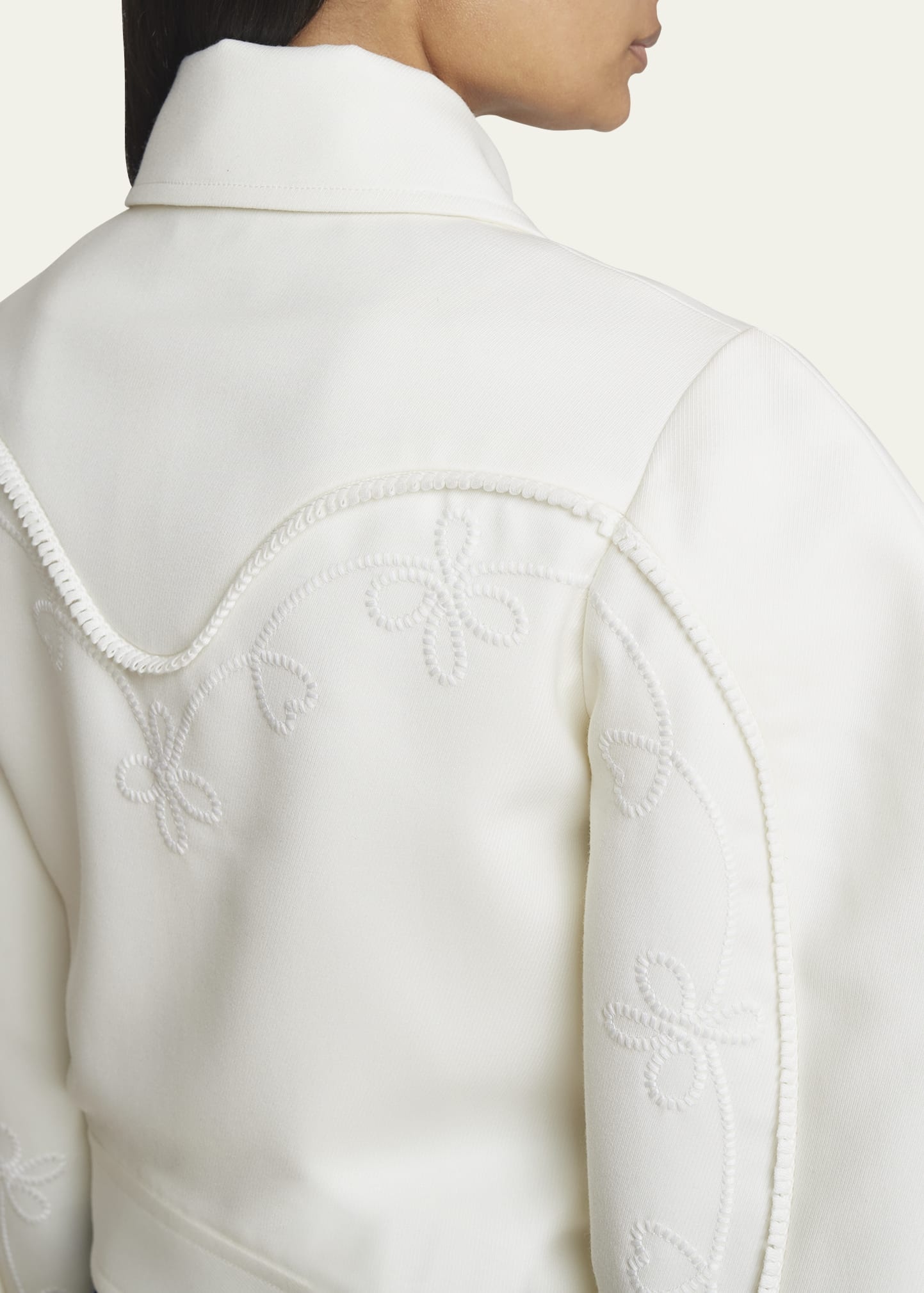 Structured Embroidered Heavy Wool Gabardine Jacket - 5