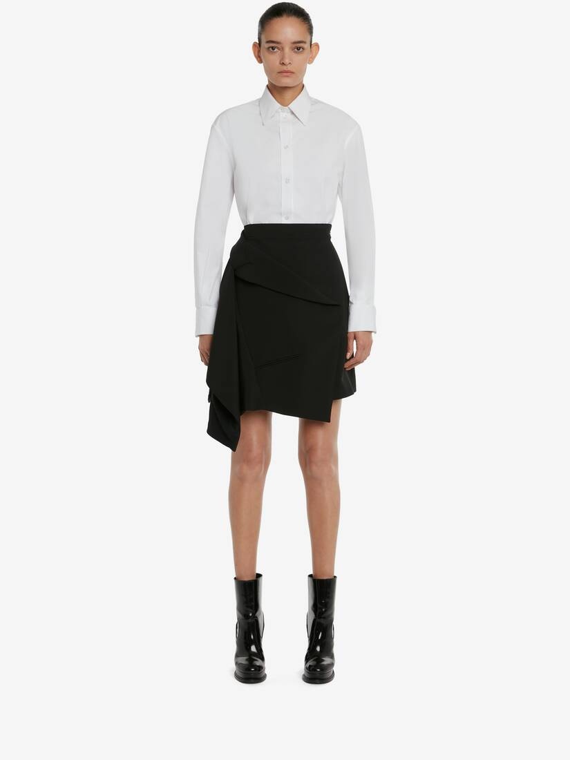 Women's Drape Tailored Mini Skirt in Black - 2