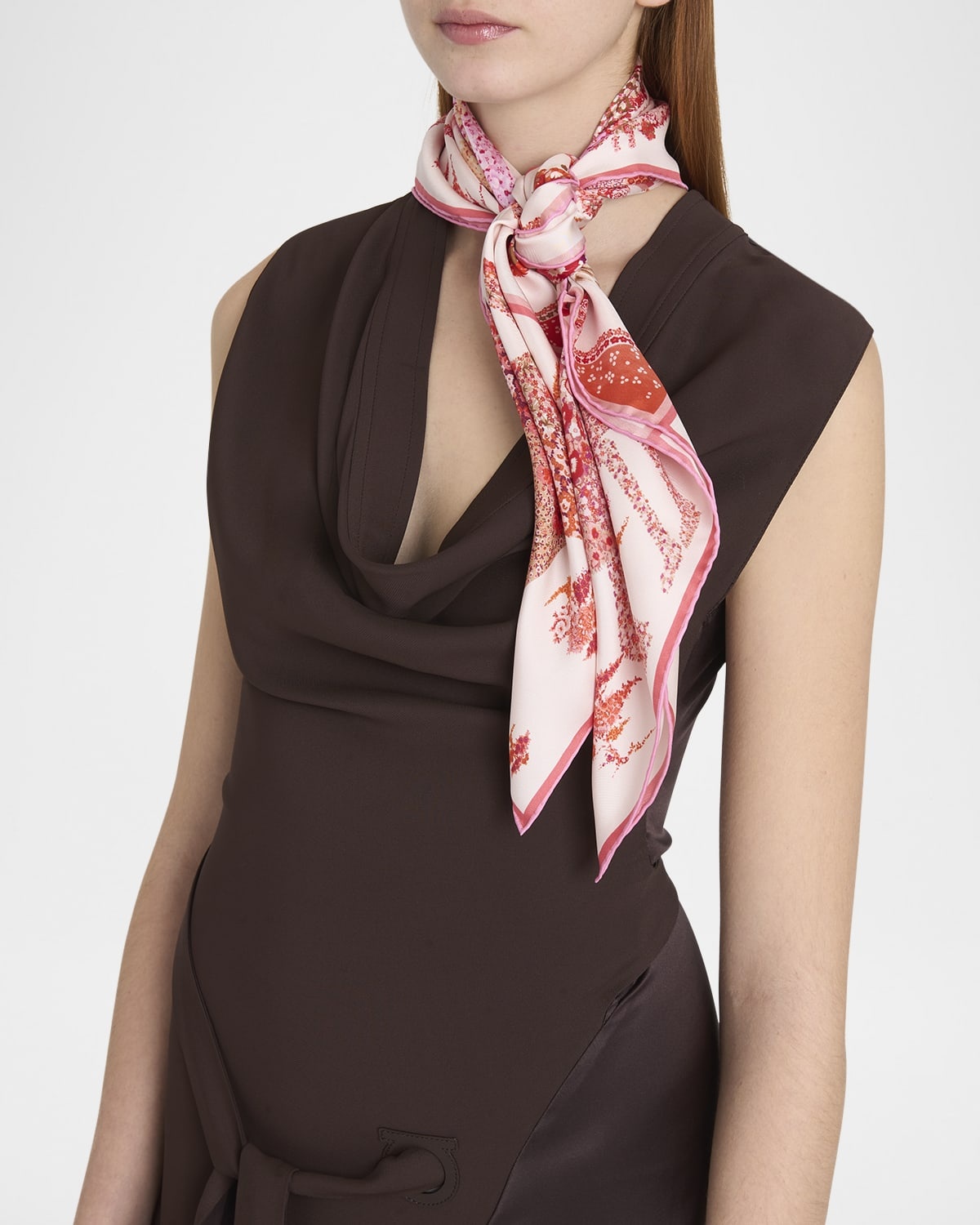 Rosa Patchwork Print Silk Foulard Scarf - 3