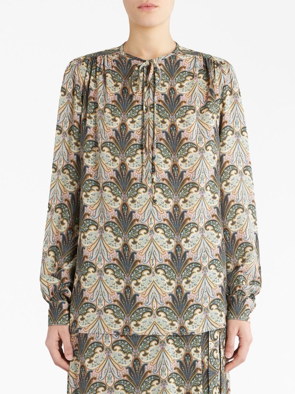 paisley-print front-tie blouse - 2