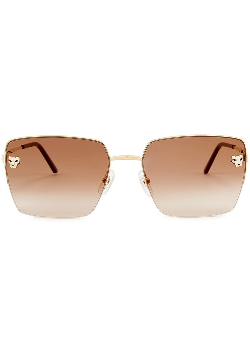 Cartier Cartier Panthère De Cartier Gold-tone Square-frame, Sunglasses, Gold outlook