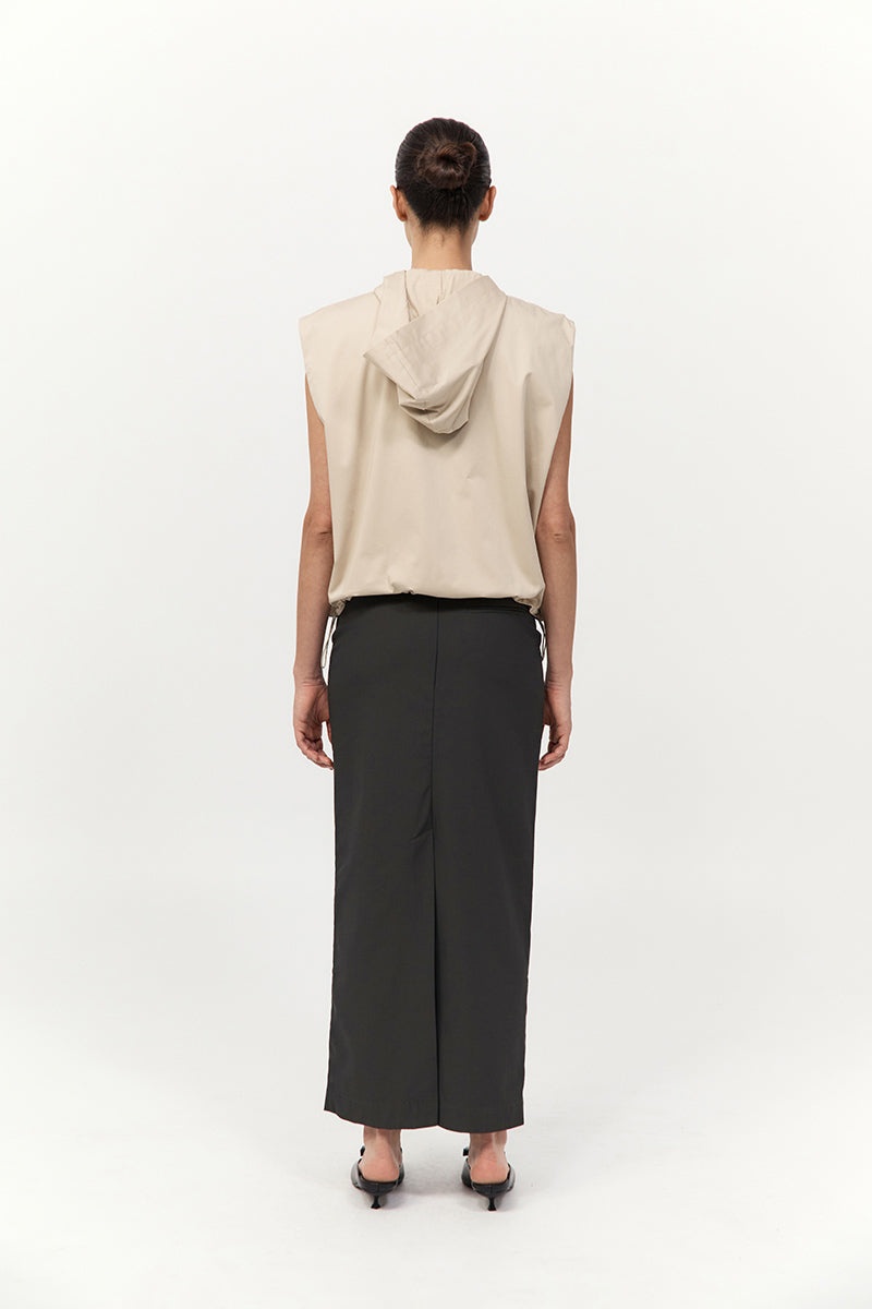 Cotton Sleeveless Parka - Champagne - 5