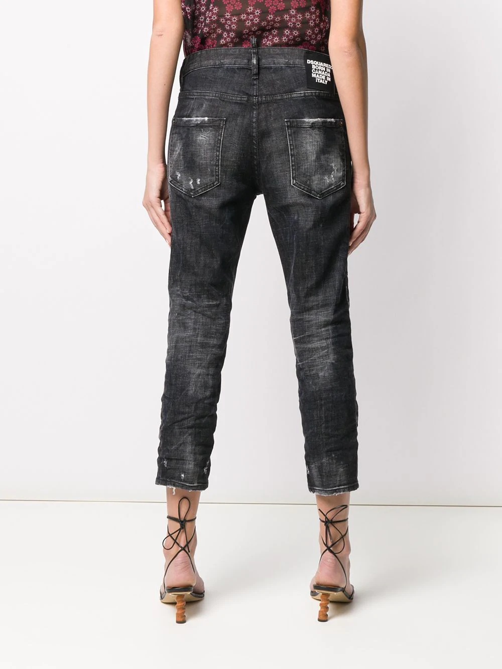 distressed effect mid rise jeans - 4