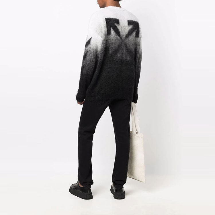 Men's Off-White FW21 Plush Gradient Round Neck Long Sleeves Pullover Wool Sweater Loose Fit Autumn B - 4