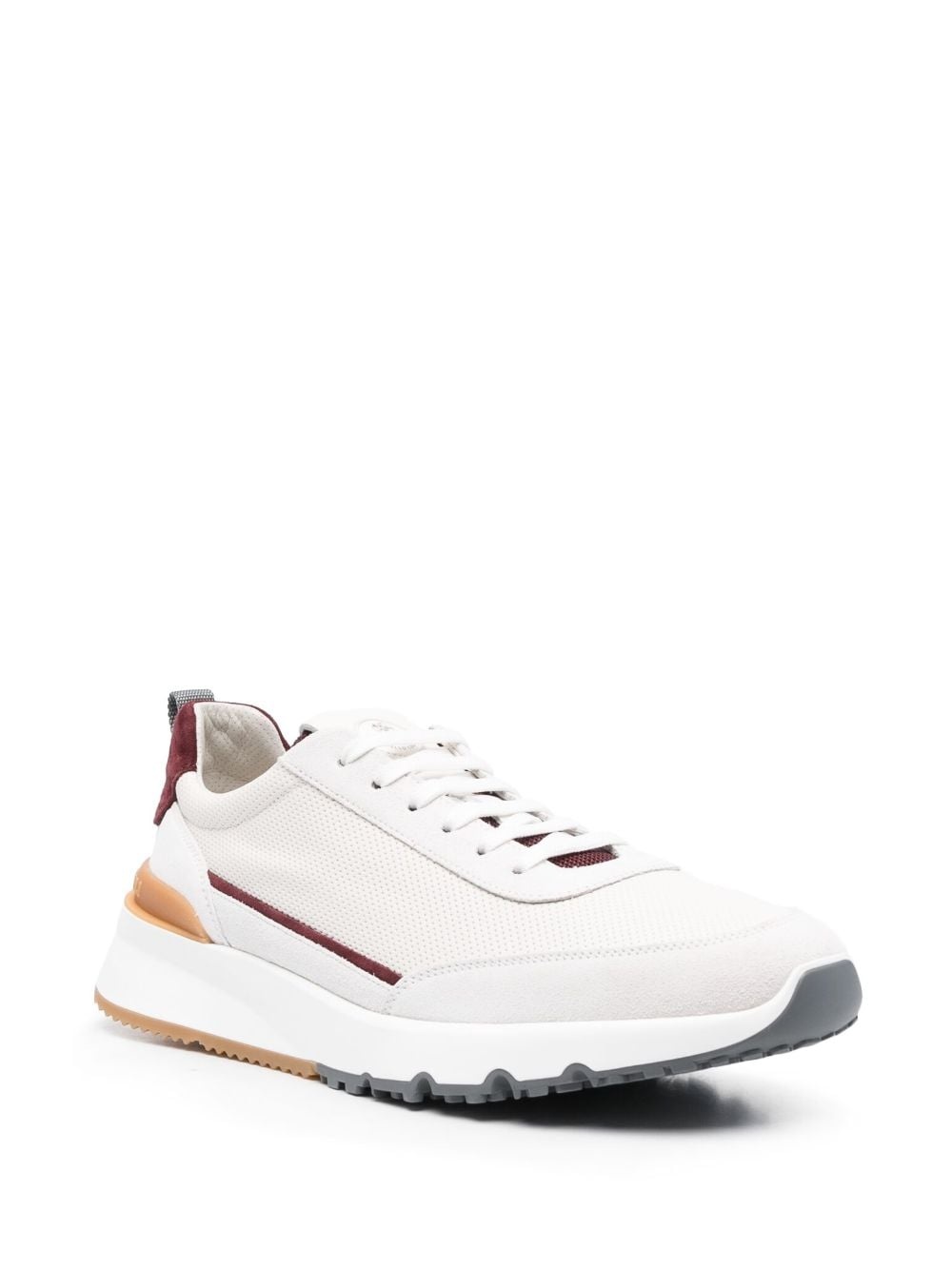colour-block panelled leather sneakers - 2