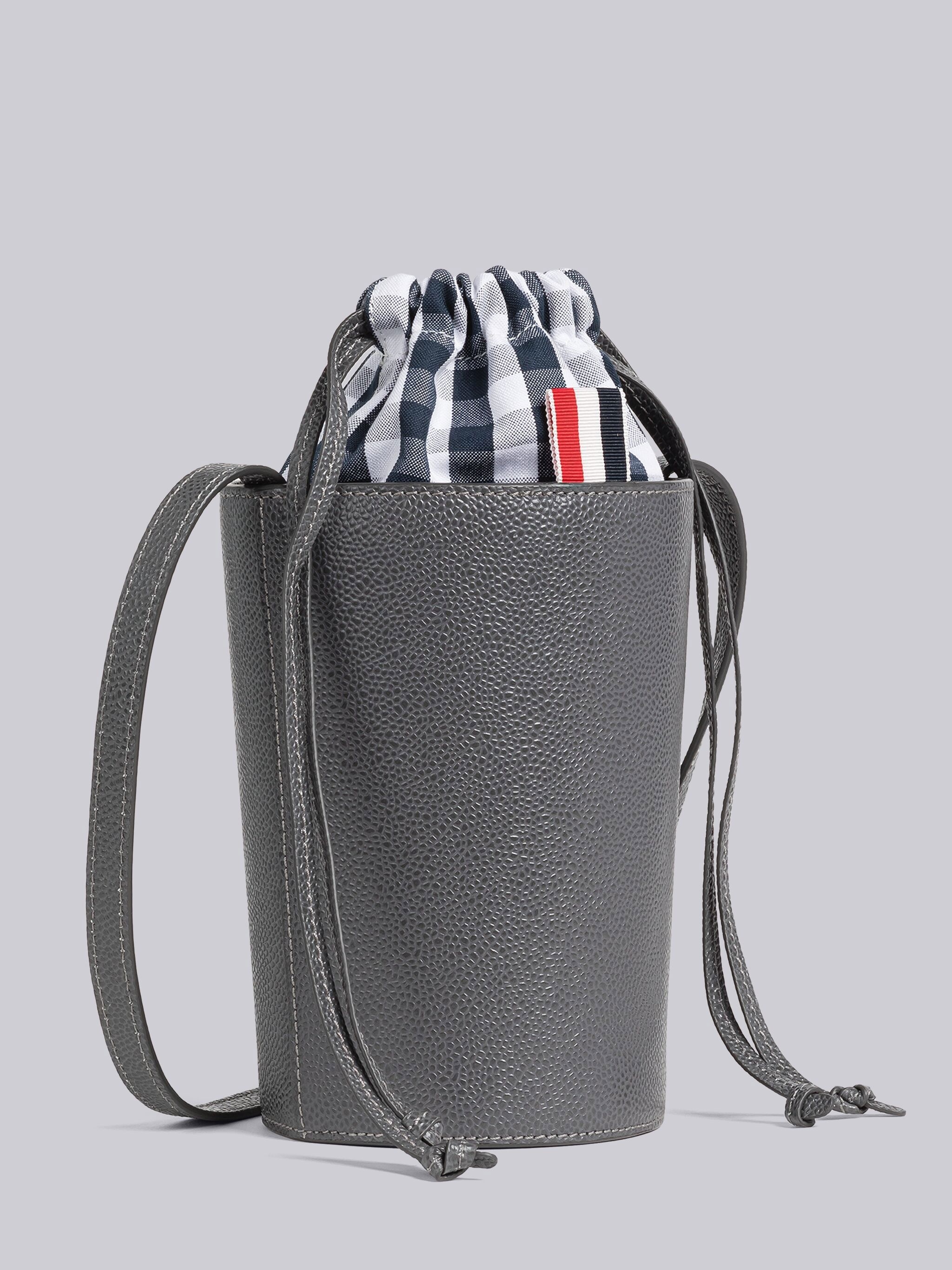 Pebble Grain Gingham Crossbody Mini Bucket Bag - 3