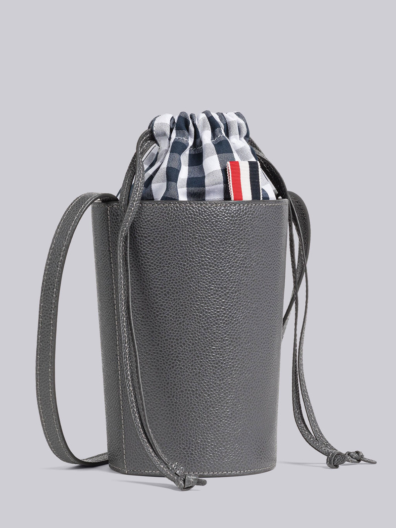 Pebble Grain Gingham Crossbody Mini Bucket Bag 3