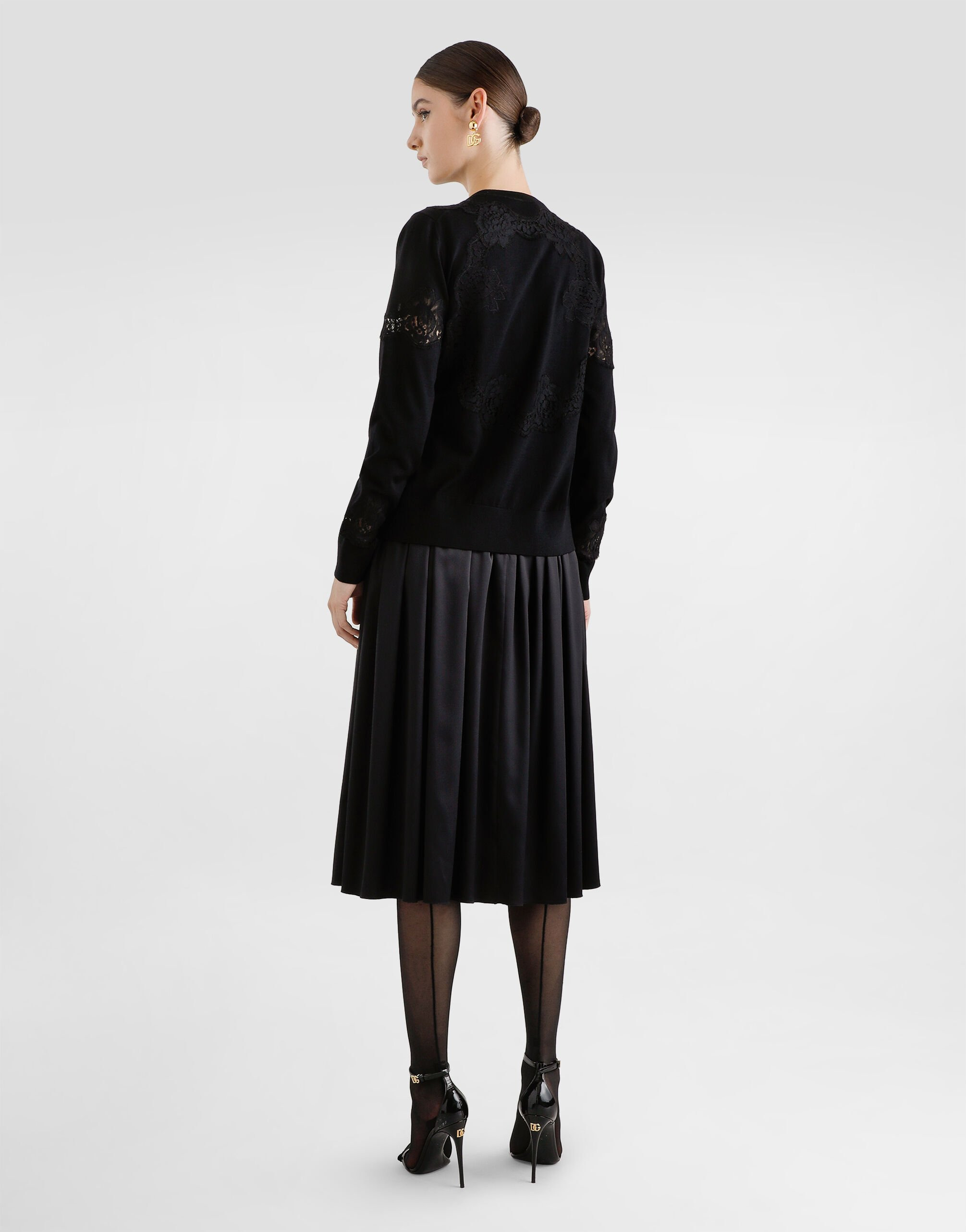 Wool cardigan with lace - 3