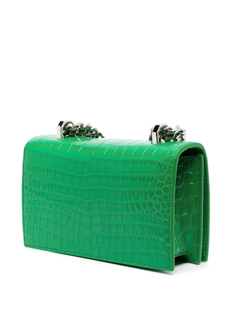 Jewelled crocodile-embossed shoulder bag 4