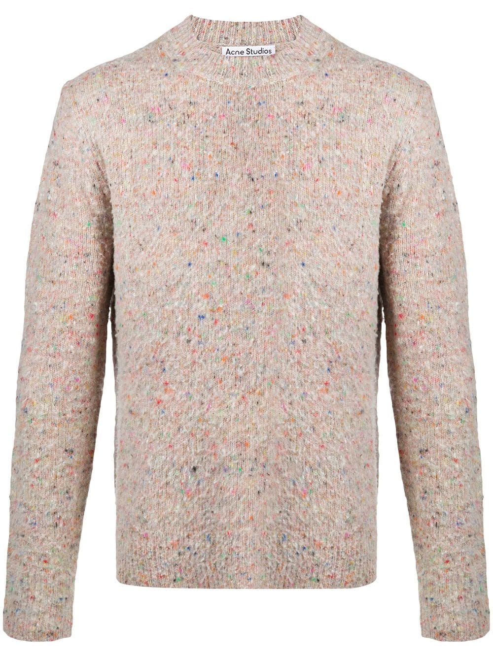 textured crew neck jumper - 1