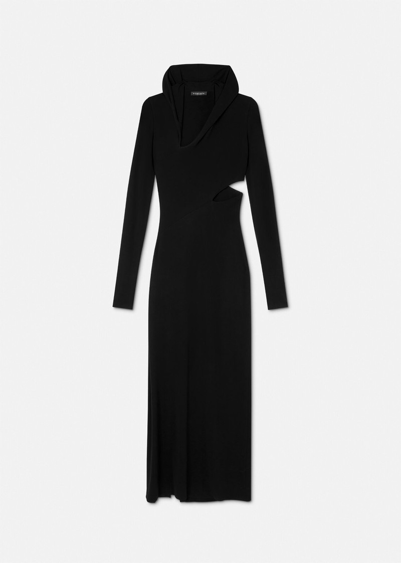 Slashed Hoodie Long Dress - 1