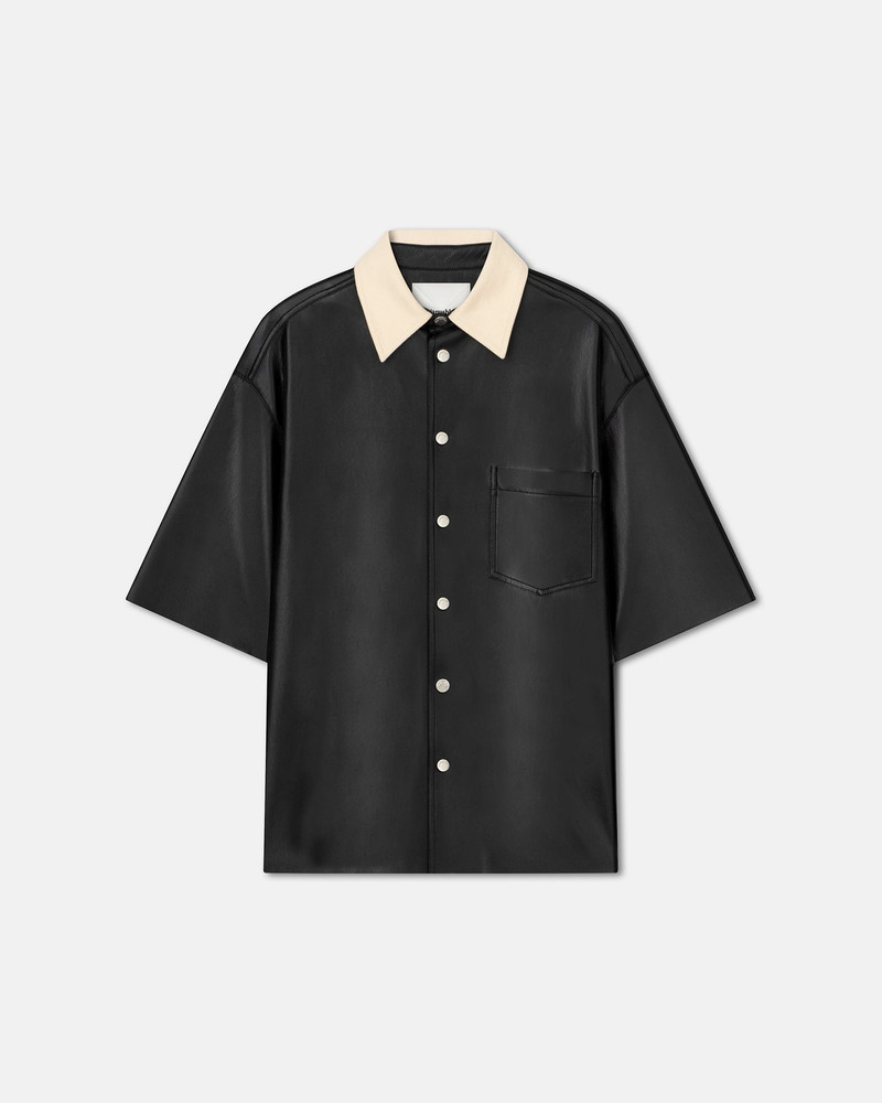 Denim-Trimmed Okobor™ Alt-Leather Shirt 1