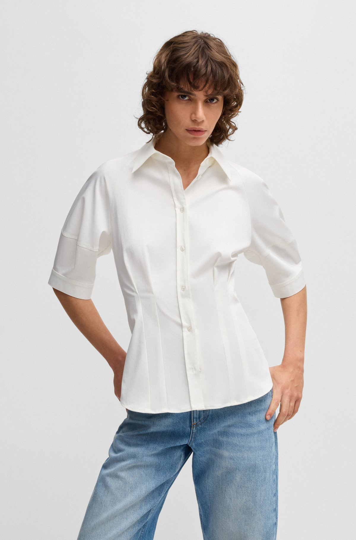 TAILORED BLOUSE IN STRETCH COTTON - 2