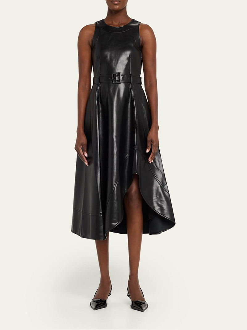 Cinq à Sept Vegan Leather Zelda Midi Dress outlook
