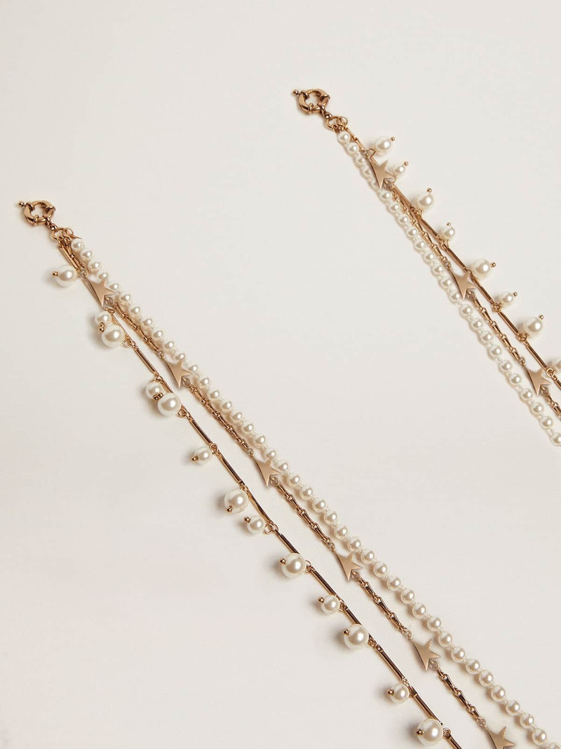 Golden Goose Women's necklace with four antique gold-colored heritage chains outlook