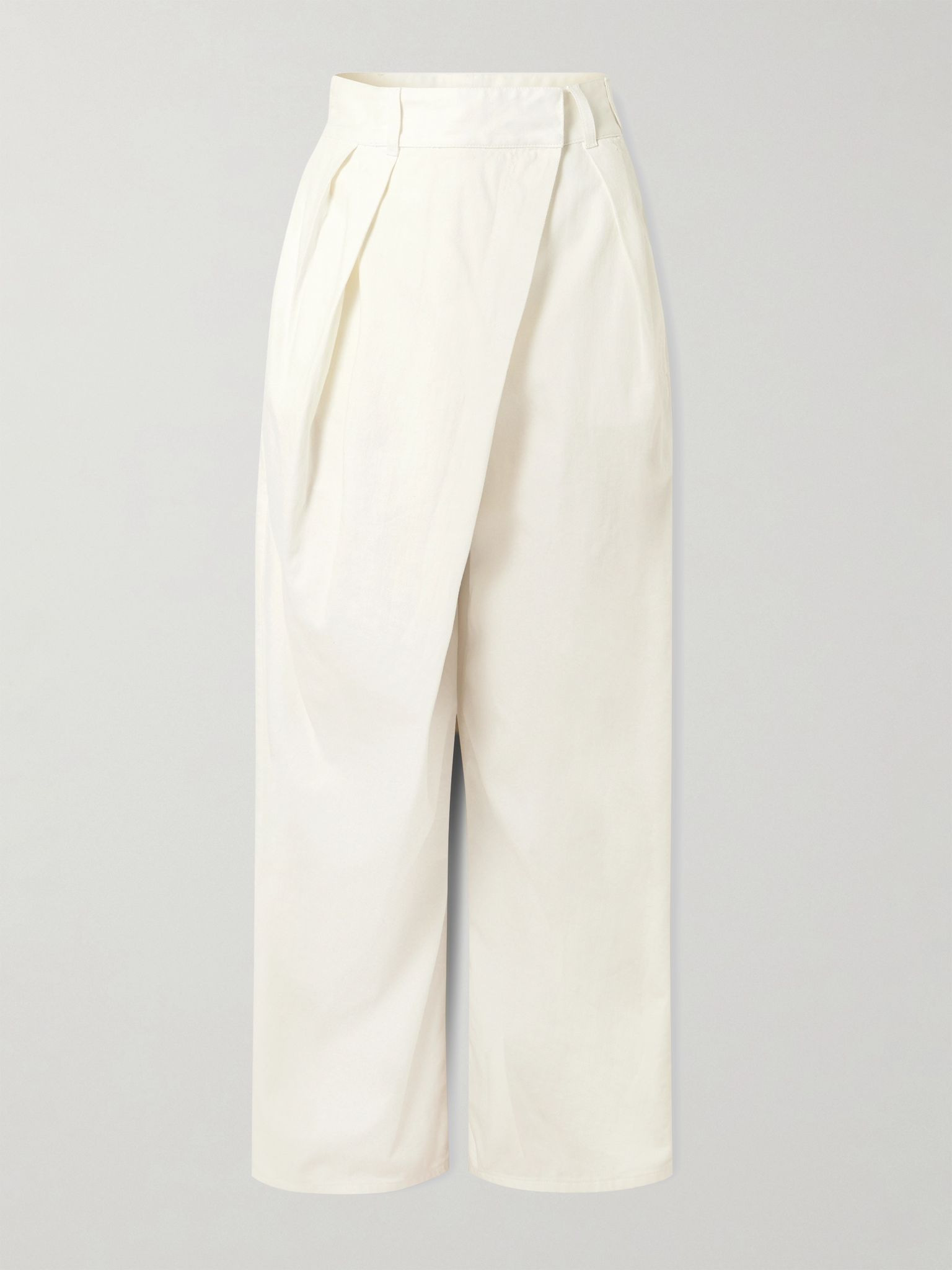 Layered pleated high-rise wide-leg jeans White - 1