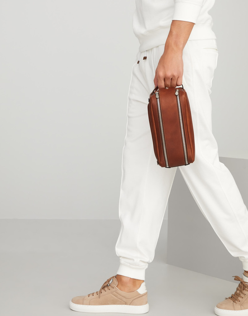 Grained calfskin beauty case with double zipper 4