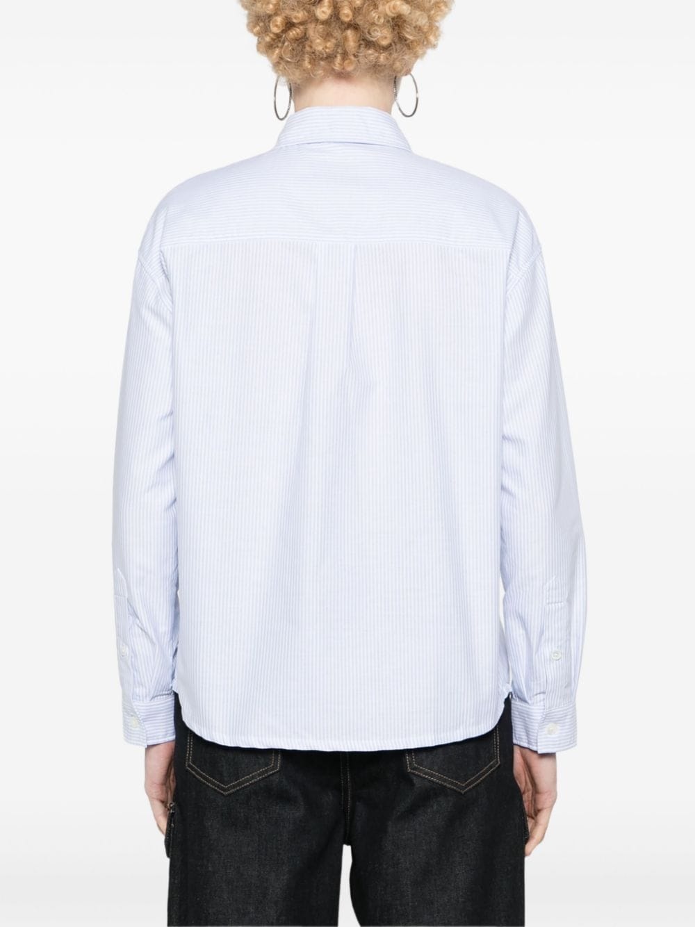 logo-embroidered striped shirt - 4