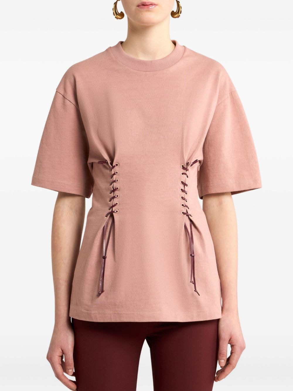 laced side T-shirt - 2
