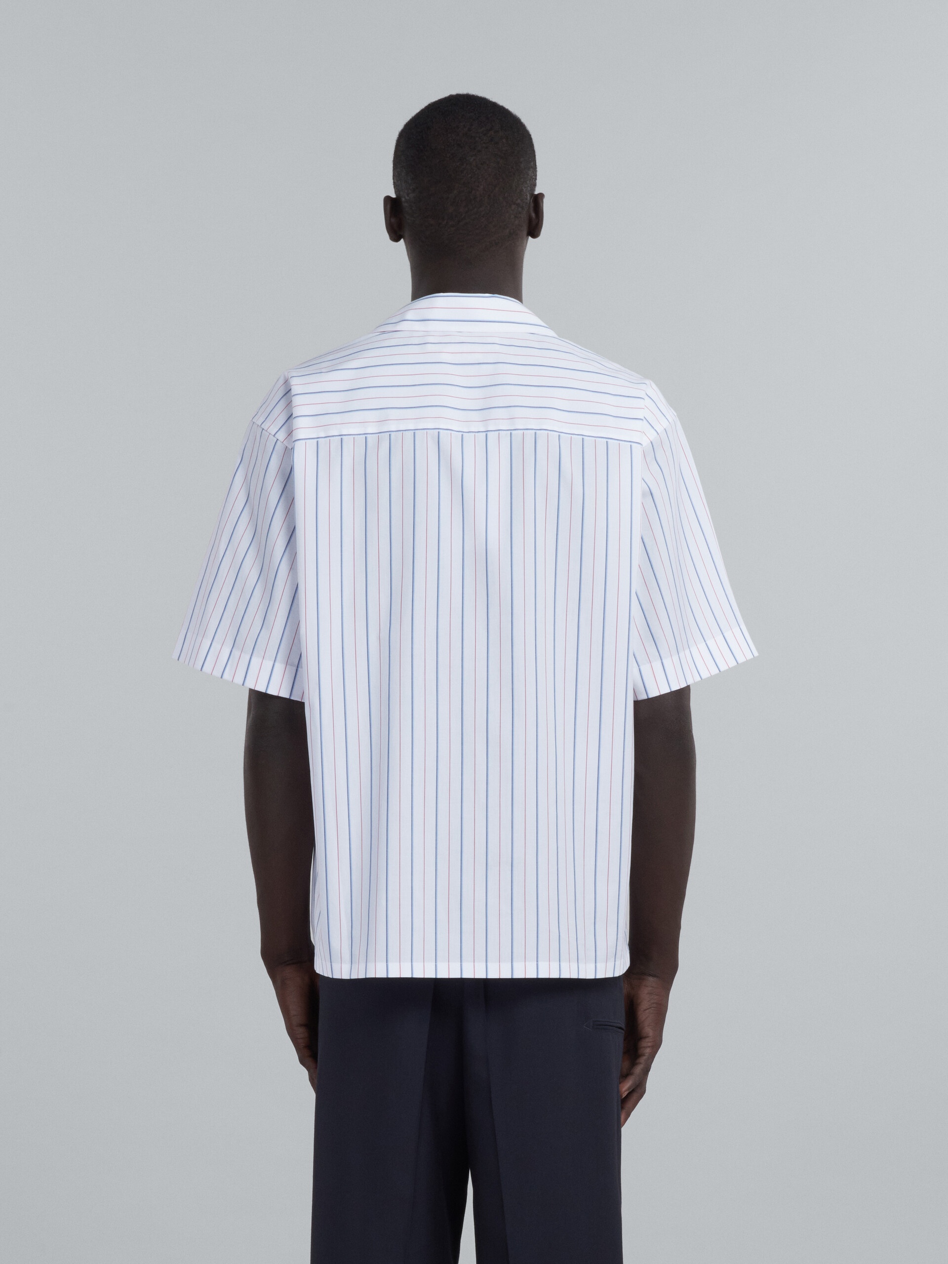 BOWLING SHIRT IN WHITE STRIPED BIO POPLIN - 3