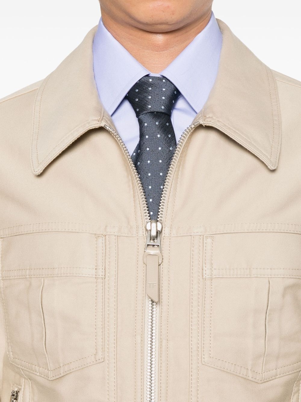leather zip-up jacket - 5