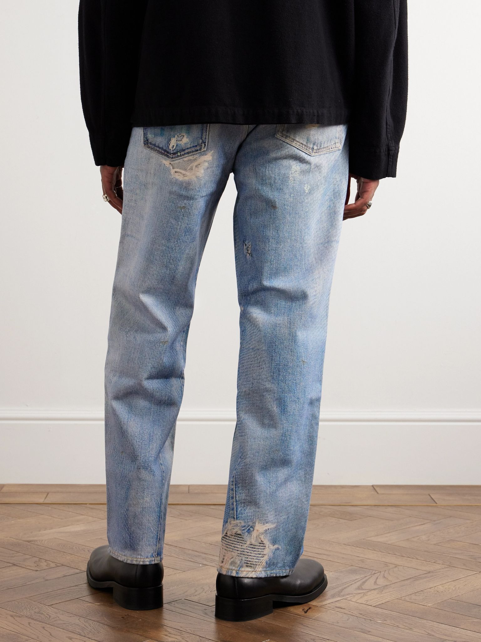 Third Cut Straight-Leg Printed Jeans Blue - 3