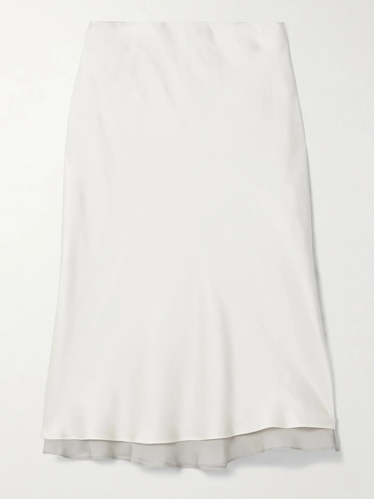 Nola Silk Chiffon-trimmed Satin Midi Skirt - 1