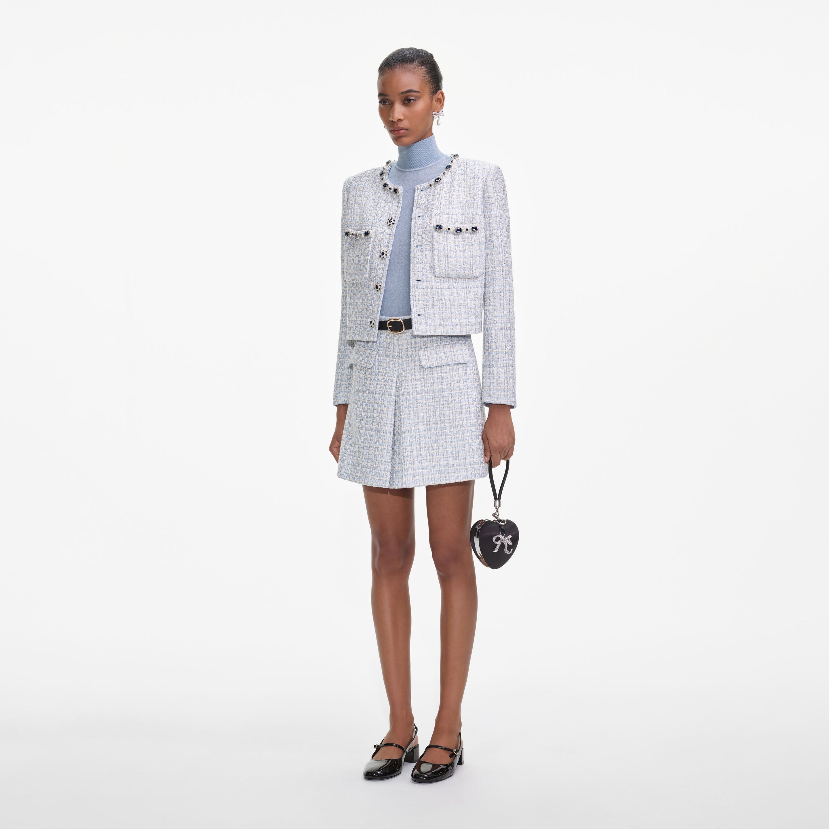 Blue Boucle Mini Skirt - 2