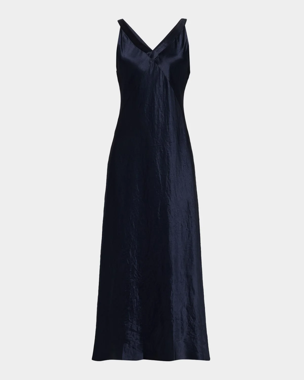 Sleeveless Crinkled Satin Empire Maxi Dress - 1